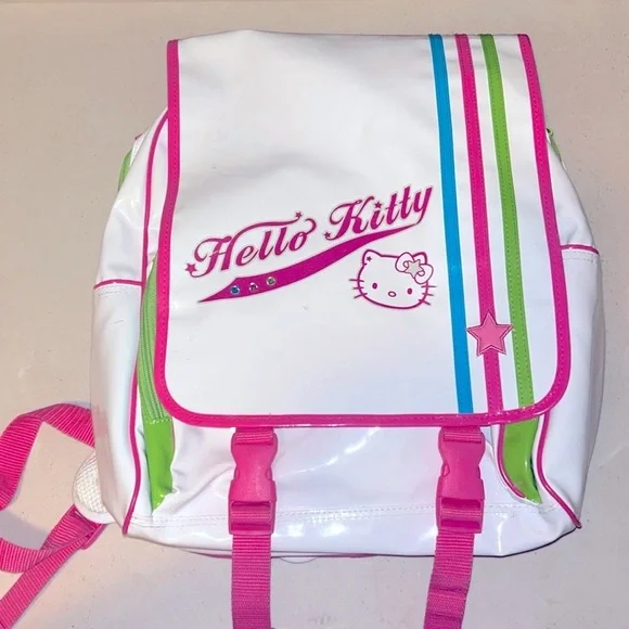 RARE PVC WHITE HELLO KITTY LARGE SPORTY BACKPACK LAS VEGAS - Picture 2 of 14
